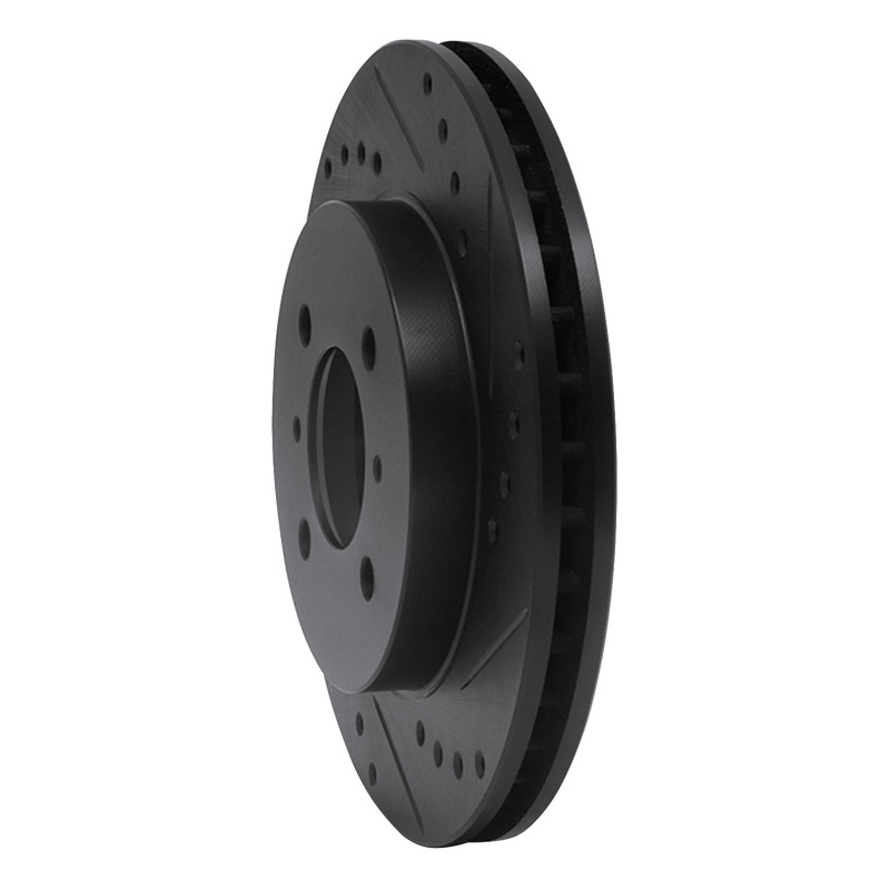 Mitsubishi Lancer Brake Rotor (1) - Front Right - R1 Concepts - Drilled & Slotted - Black - `98-`07